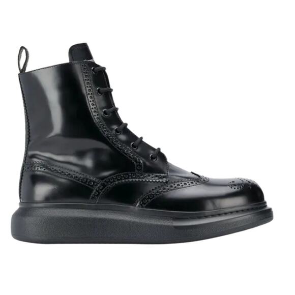 Alexander McQueen Other - ALEXANDER MCQUEEN Hybrid Brogue Leather Combat Boots Black Sz 43/US 10 $780